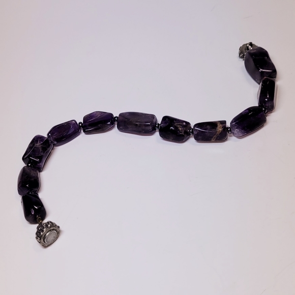 Plus Size Bracelet PURPLE Polished Natural Stone Magnetic Closure, Handmade, New - Picture 4 of 6